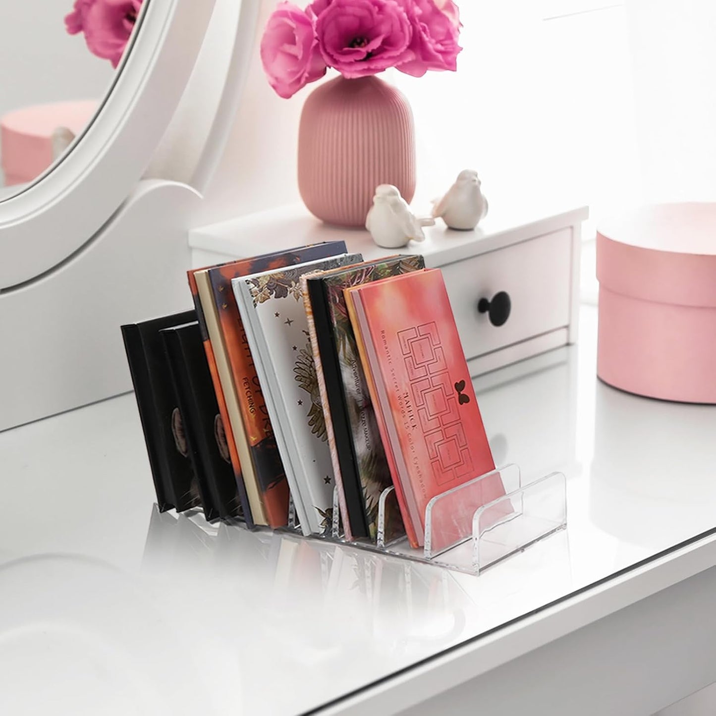 2 Pack Makeup Organizer, Compact Makeup Palette Organize, for Bathroom Countertops, Vanities, Cabinets, Sleek Modern Cosmetics Storage Solution for - Eyeshadow Palettes, Contour Kits, Blush