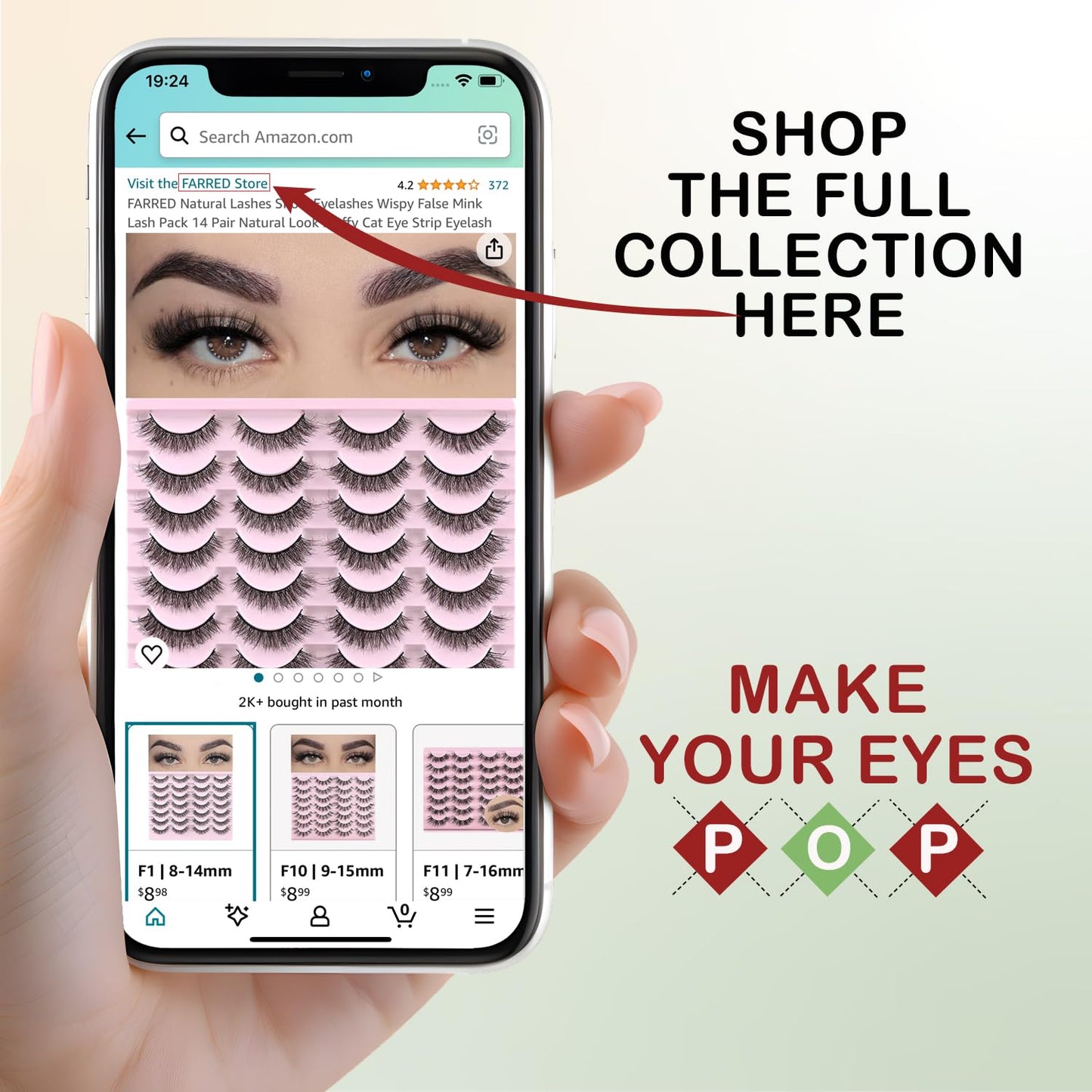 FARRED Wispy Lashes Hybrid Mink Eyelashes 14 Pairs Short Cat Eye Natural Fluffy False Eyelashes Faux Mink Strip Eye Lashes Pack for Daily Makeup (F17 | 8-16 mm)