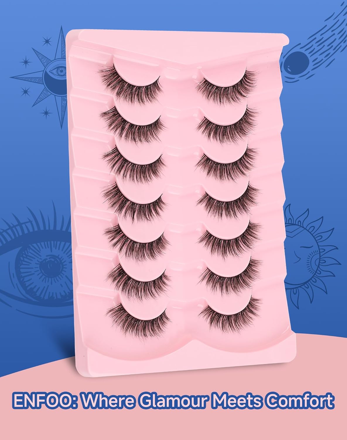 Natural Lashes Natural Look Wispy Eyelashes Flared Strip Eyelash False Eye Lash Soft Eyelashes Pack 7 Pairs 13MM D75