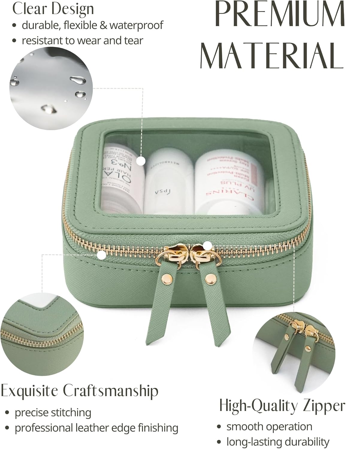 Popvibe Clear Makeup Bag Travel Cosmetic Case Transparent Toiletry Bag with Zipper, Portable Make Up Organizer Traveling Compact Car Bag for Essentials