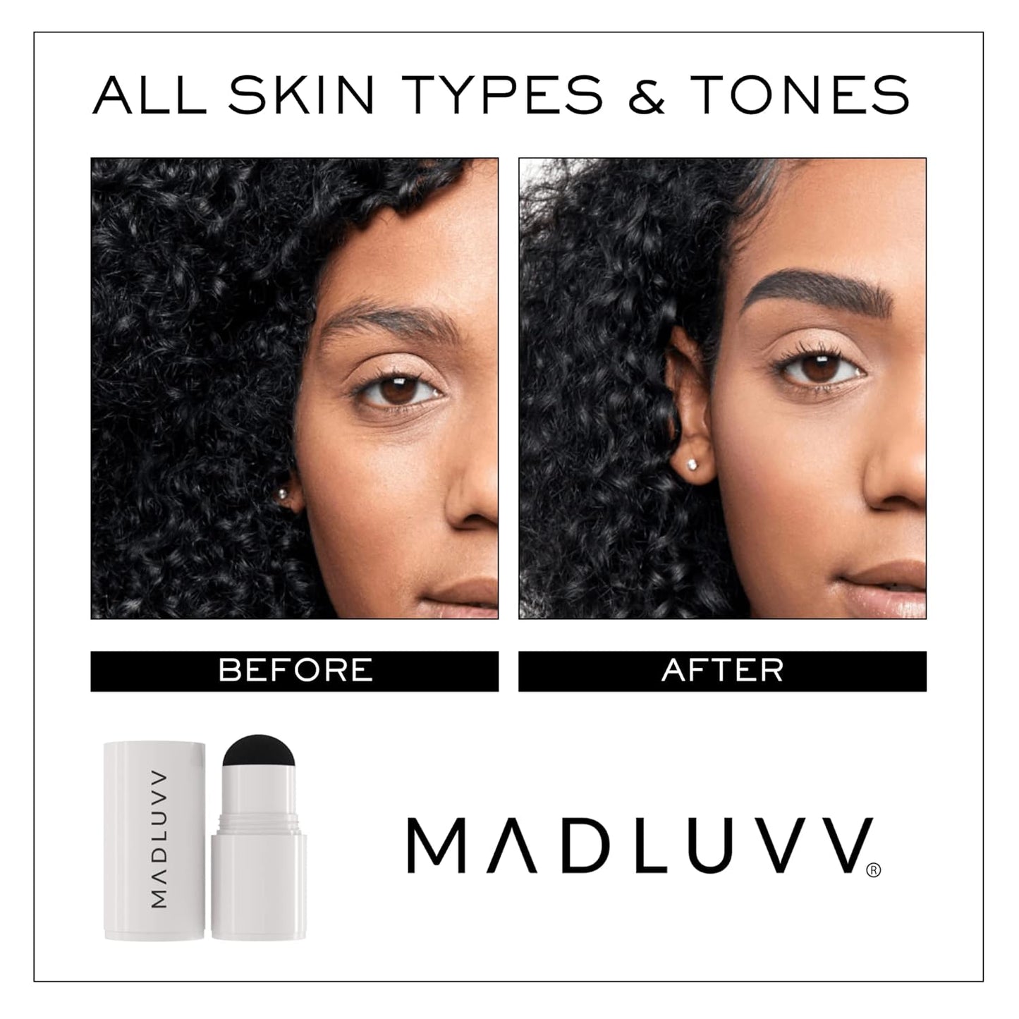 MADLUVV Brow Stamp Refill* - Color Stamp for Brows & Root Touch Up for Women & Men, Instantly Conceal Hair Loss, Grey Hair, Thinning Hair with Stain-Proof/Smudge-Proof Powder Formula (Nearly Black)