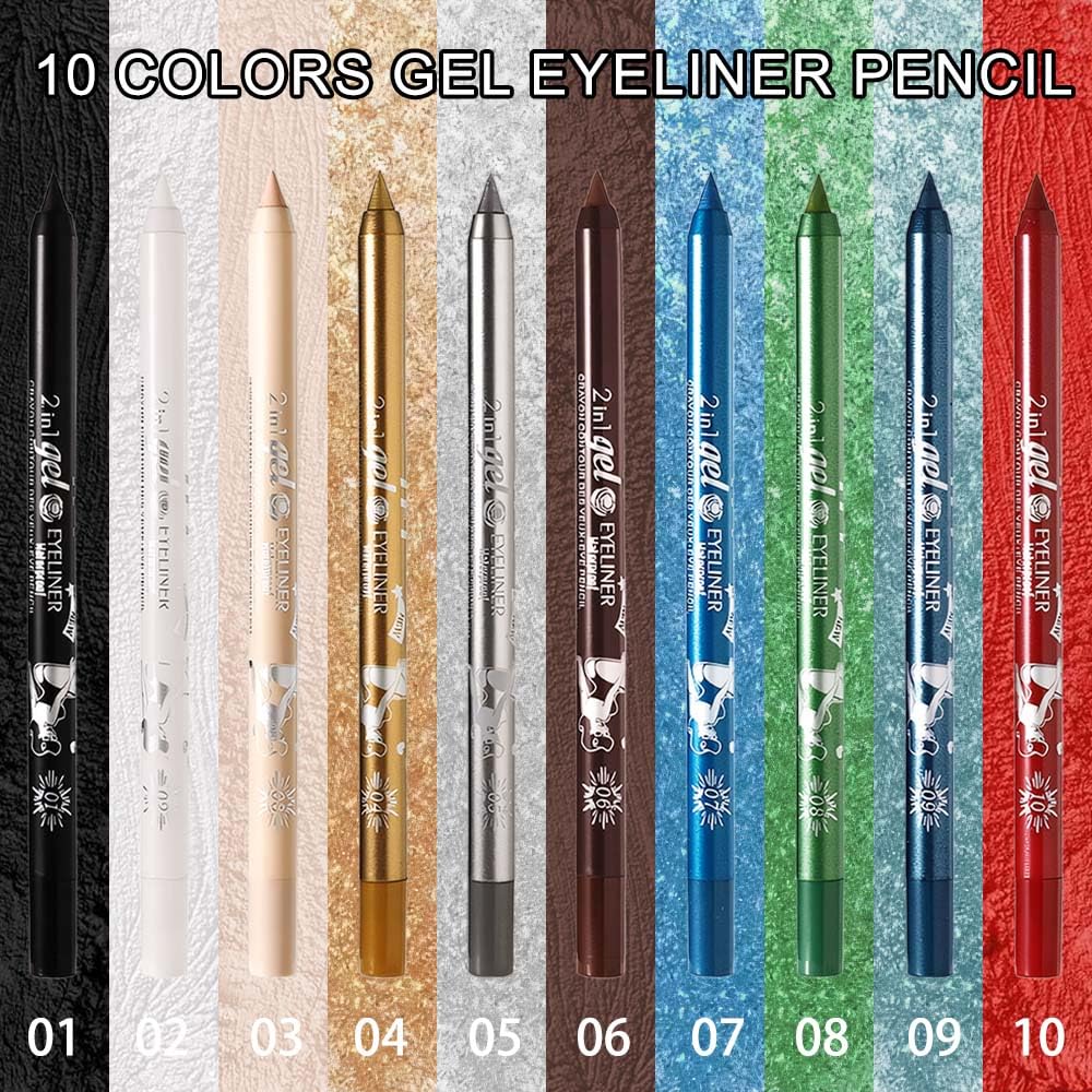 evpct 1Pcs Green Color Gel Glitter Eyeliner Pencils Set for Women Waterline Waterproof Smudge Proof lapiz de ojos delineador de ojos contra el agua Eye Liner Makeup,08# Green