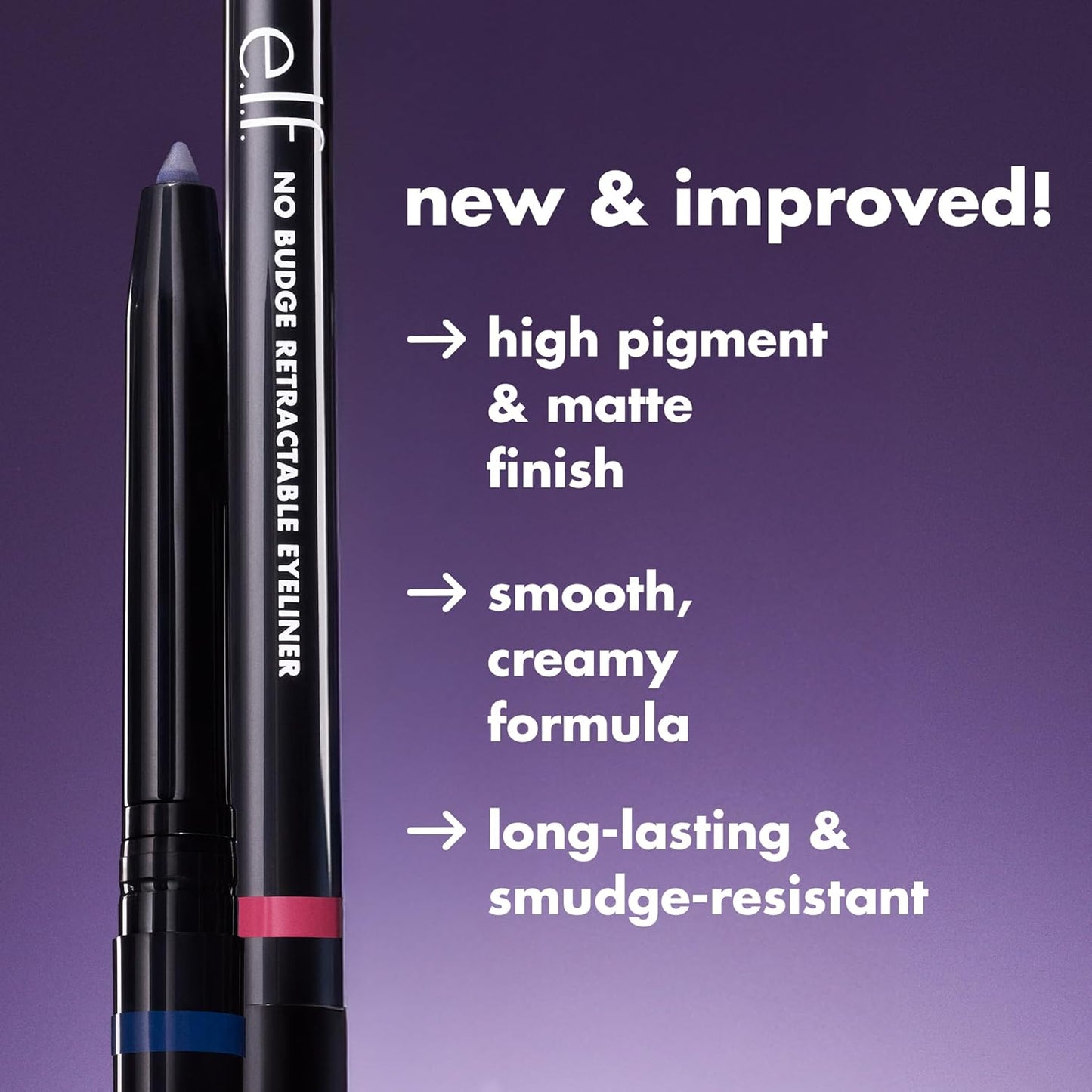 e.l.f. No Budge Retractable Eyeliner, Creamy, Ultra-Pigmented & Waterproof, Creates Bold & Defined Lines, Vegan & Cruelty-Free, Navy