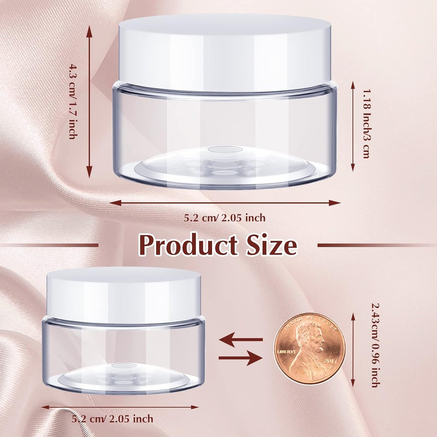 SATINIOR 200 Pcs 2 oz Empty Plastic Jars Round Clear Cosmetic Container Jars with Lids Small Makeup Clear Jars with Lids for Travel Storage Lotion Cream Eye Shadow Jewelry Paint Ointments Samples