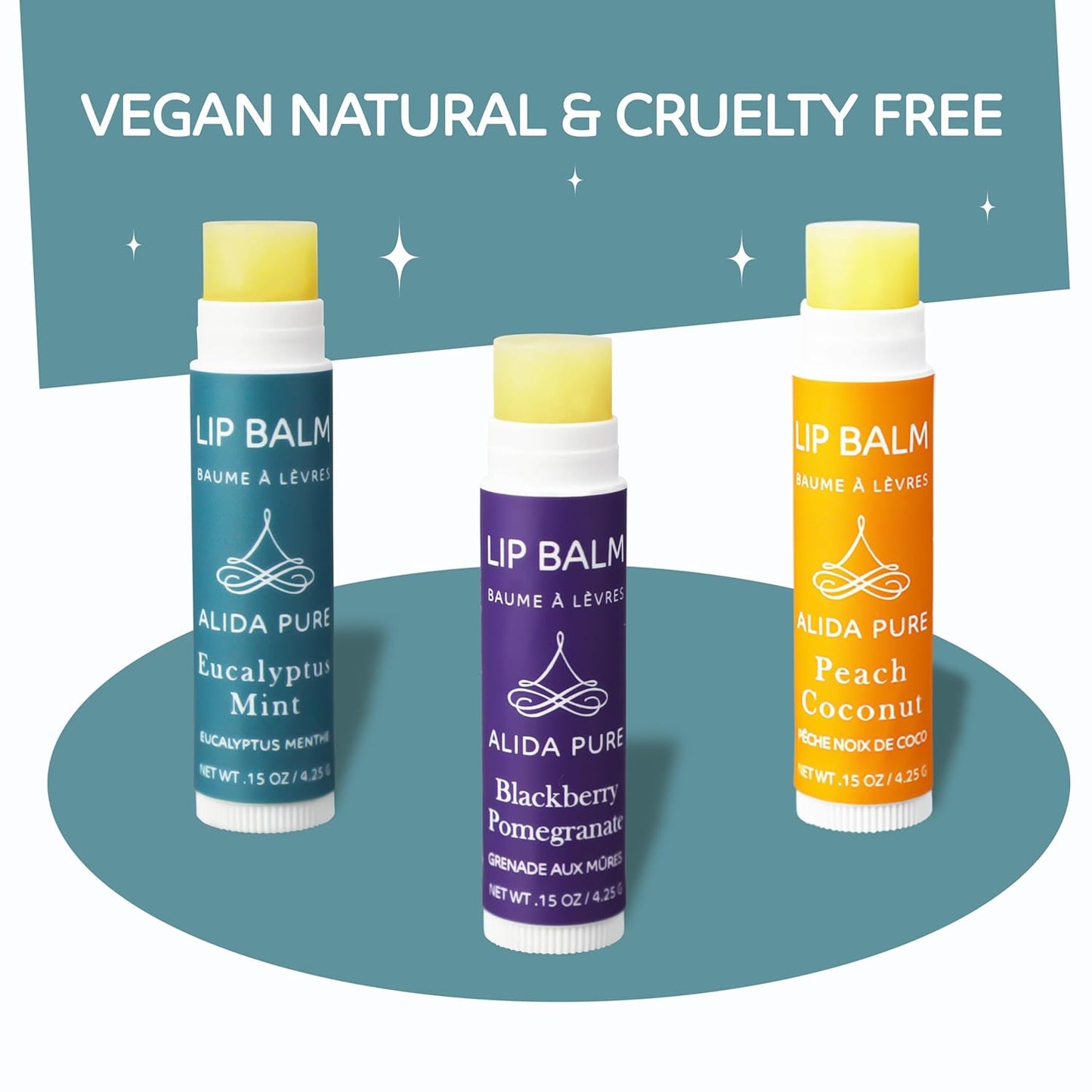 Fruit Mint Lip Balm Collection, Vegan Set, Bees Wax Free, Coconut Oil Free, with Organic Jojoba and Avocado Oil, Vitamin E, Natural Moisturizer For Dry Cracked Lips, 3 Tube Set