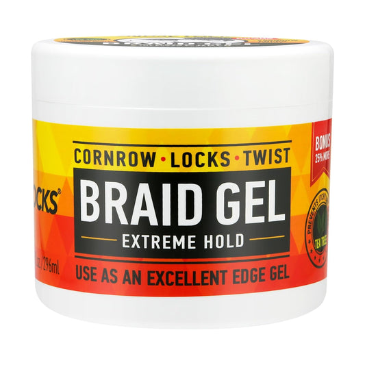 AllDay Locks Braid Gel (10 oz) | Extreme Hold, High Shine | Frizz & Flake-Free Edge Control | Tea Tree, Lavender, Peppermint Oil | Slick & Style Braids, Locks, Twists, Cornrows | 10 oz