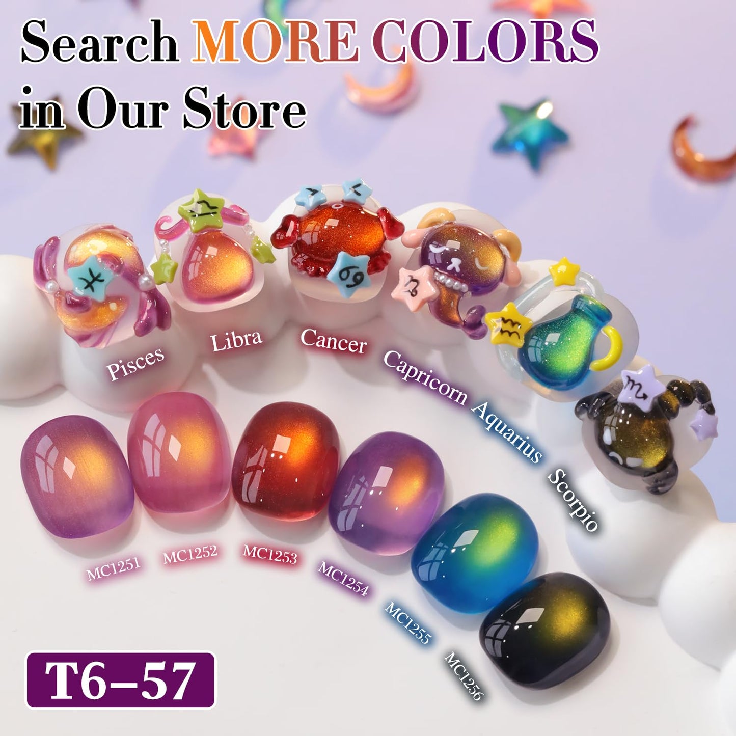 Double Rhythm Jelly Glass Cat Eye Gel Polish with Magnet 15ML Holographic Glitter Shimmer Translucent Sheer Color Magnetic Nail Polish Salon DIY at Home (Golden Purple-MC1254)