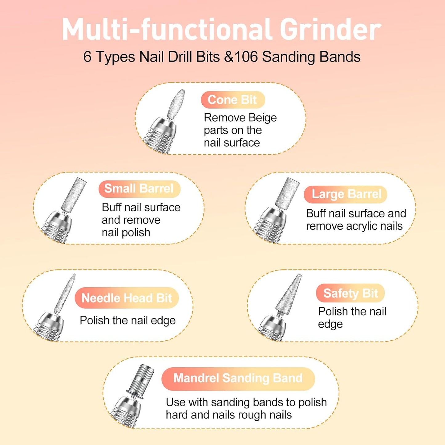 Jiasheng Electric Nail Drill, 30000rpm Professional Nail Drill Machine, Nail Drills for Acrylic Nails Professional Manicure Pedicure Kit for Woman