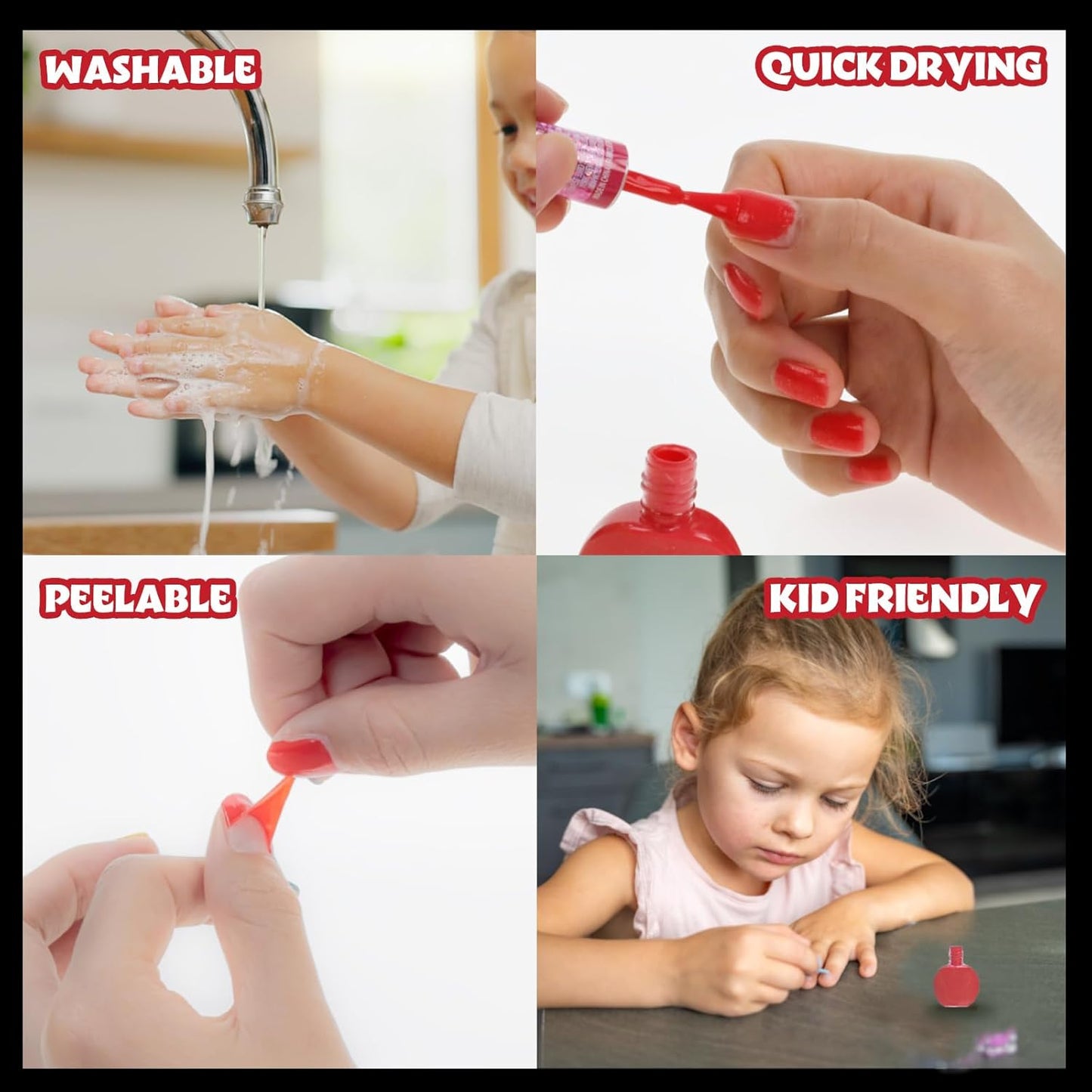 Townley Girl Disney Minnie Mouse 18 Piece Water-Based Nail Polish Set, Quick Dry and Peels-Off, Nail Paint Set for Girls, Perfect for Parties, Sleepovers and Makeovers, Ages 3