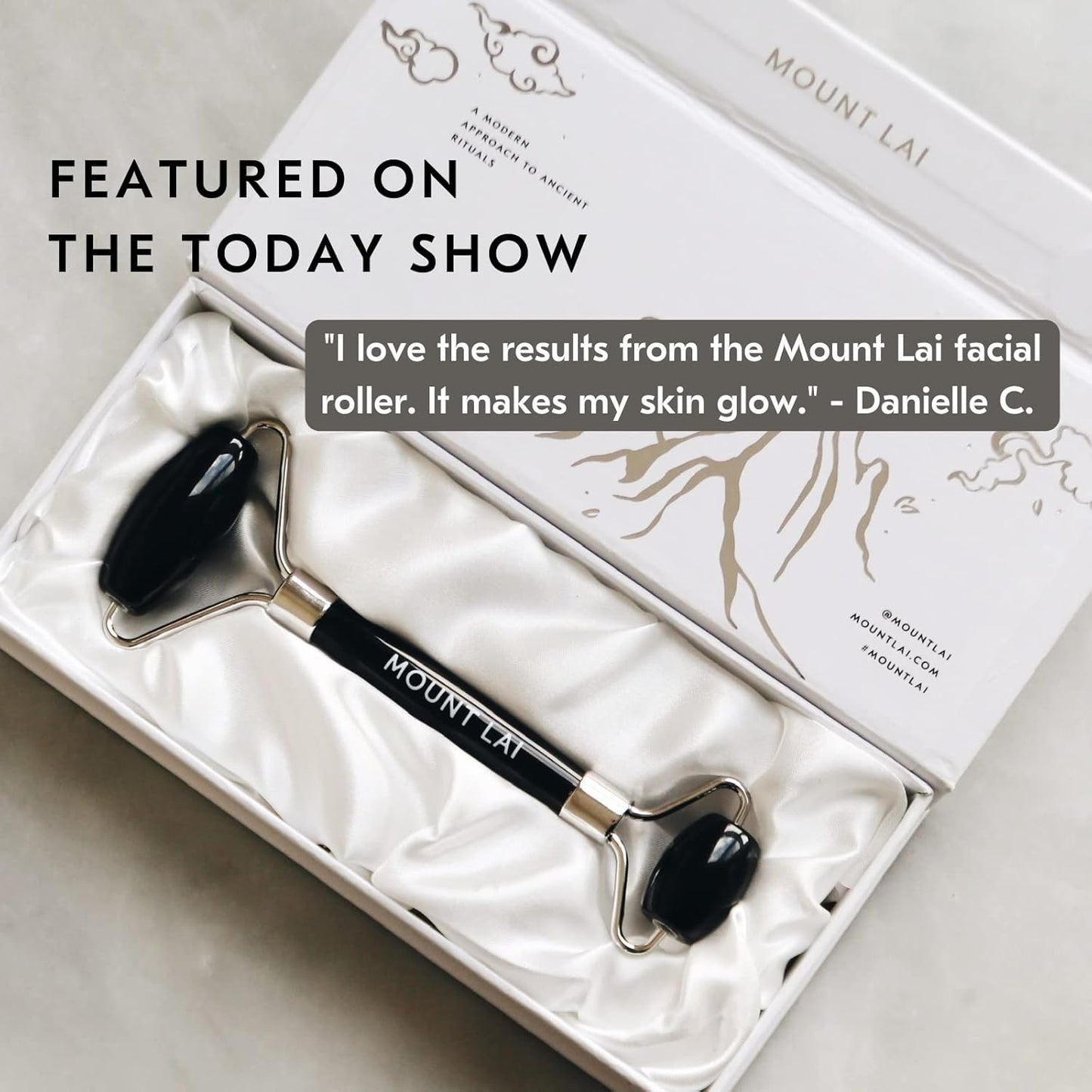 Mount Lai Warming Black Obsidian Facial Roller – The Stone of Clarity, Detoxifying Face Roller Tool for Purified Skin, Relaxation & Improved Circulation, Facial Massager Tool for Self-Care Ritual