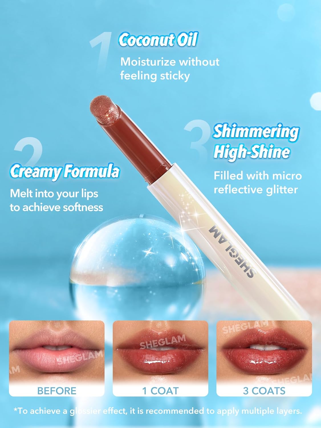 SHEGLAM Pout-Perfect Moisturizing Solid Lip Gloss Shimmer Lip Plumper - Sepia Kiss