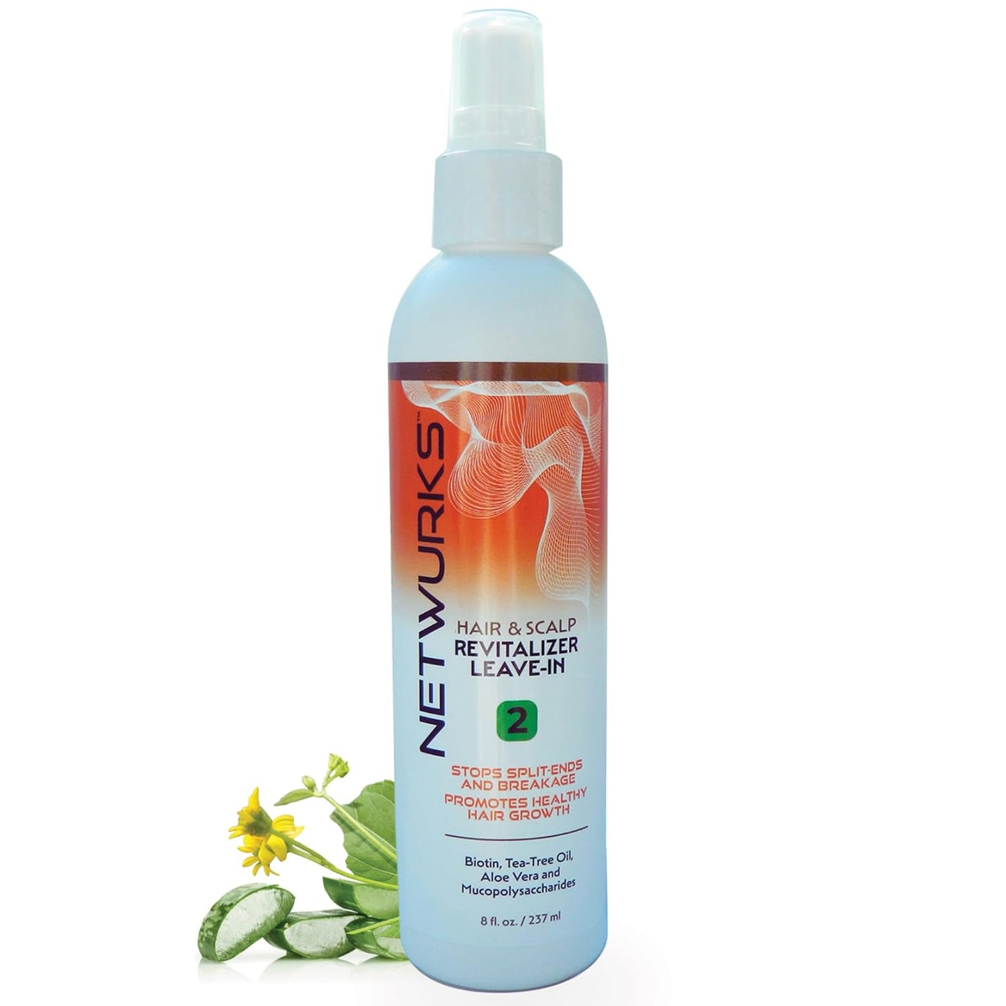 Regrowth Hair & Scalp Revitalizer Leave-In Spray, Biotin & Tea-Tree Oil, Restores Hair Loss, Promotes Hair Growth, Heat Protectant, 8 oz