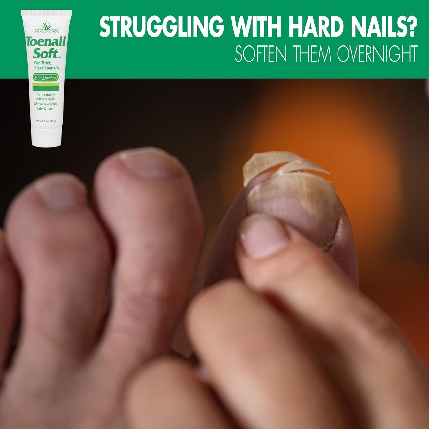 Toenail Softener for Thick Hard Toenails - Safe for Seniors & All Ages - Fast-Acting Toenail Softening Cream - Ingrown Toenail Treatment - Non Greasy Nail Cream Formulated with Natural Aloe Vera, 1 oz