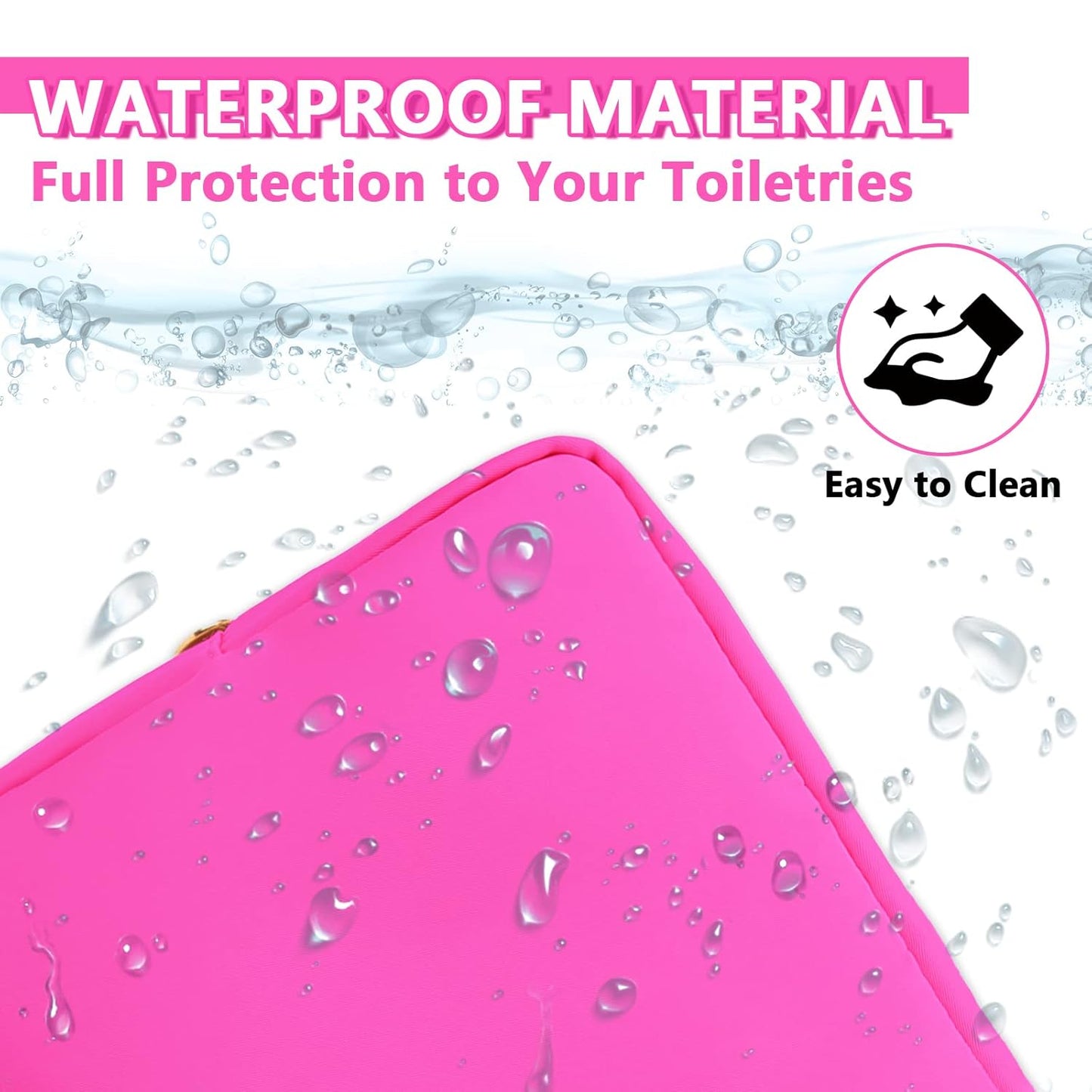 Large Makeup Bag Pouch,Nylon Women Travel Toiletry Storage Bag Preppy Cosmetic Bag for Girls,Big Makeup Organizer Bag Cute Zipper Pouch Skincare Bag for Sport Work Gift(Large-Bubblegum)