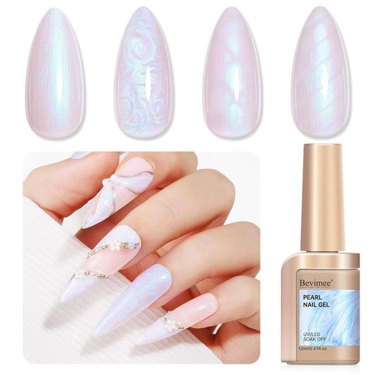 Pearl Gel Nail Polish 12ml Pearlescent Mermaid Iridescent Chrome Aurora Nail Drawing Swirl Shell Thread Effect Soak Off UV LED Gel Nail Art Salon Home DIY