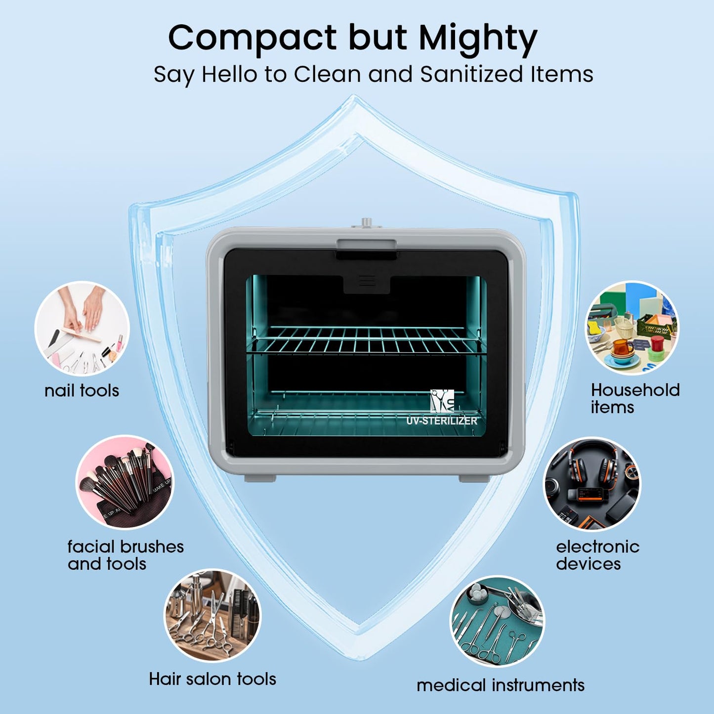 UV Sanitizer Cabinet Professional Disinfection Box 8L Capacity for Salon Tools, Manicure Set, Smartphones and Home Use (Gray)