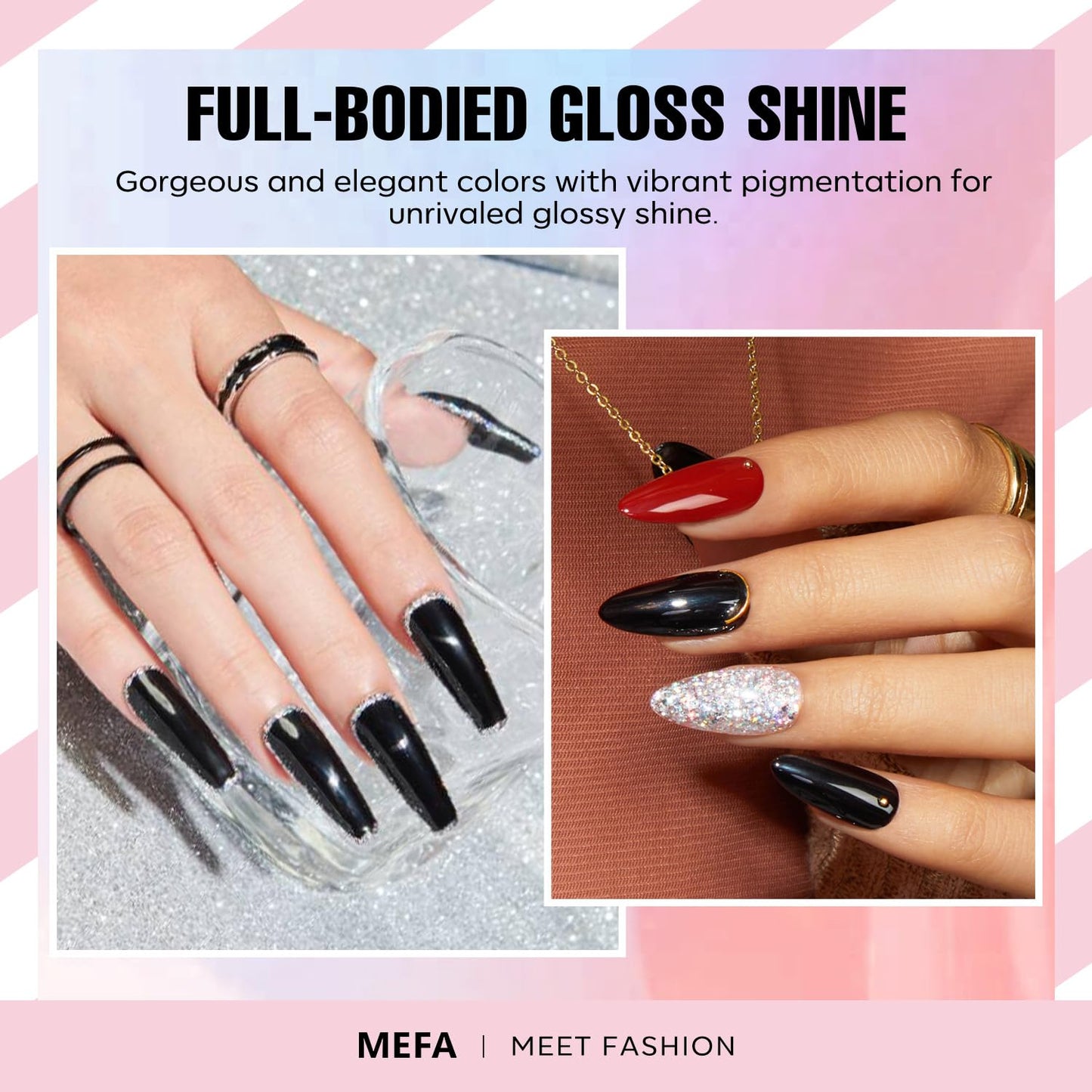 MEFA Glitter Gel Nail Polish Set, 23 Pcs Burgundy Red Green Gel Polish Set Pink Glitter Gold Nail Polish Blue Gold Sparkle Nail Polish Gel Manicure Soak Off Salon Gifts for Women