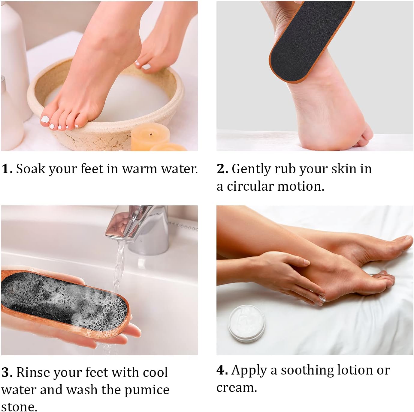 Pumice Stone Foot File - Wooden Pedicure Feet Scrubber with Handle for Callus, Dry, and Dead Skin Removal - Heel Scraper for Feet, Hands, and Body - Foot Filer for Use in Shower