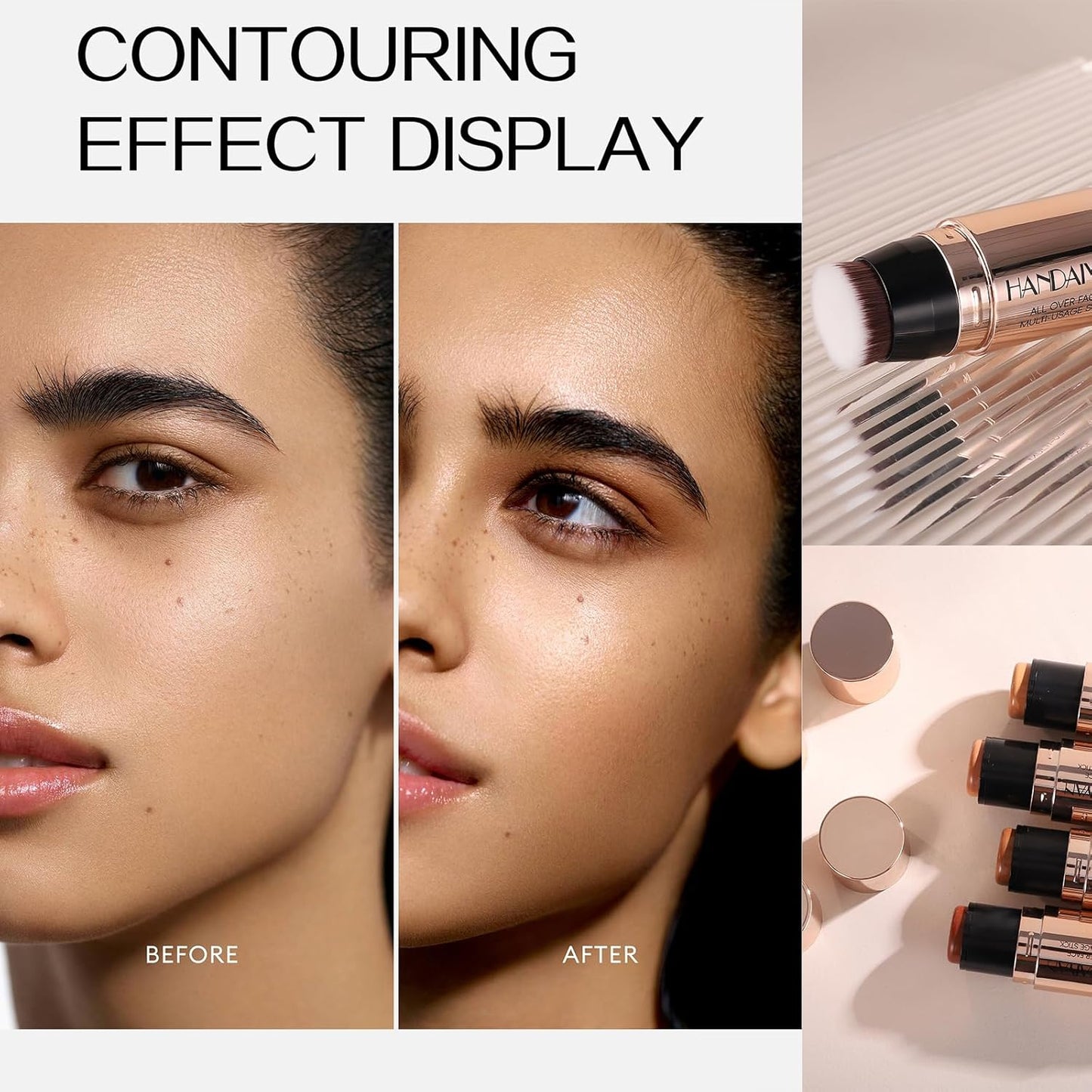 8 Colors Cream Contour Sticks Makeup Kit, Dual-Ended Concealer Stick With Soft Brush, Non-Greasy Long-Wear Face Primer Multi-Use Contouring Pen, Full Coverage Shades Corrector Concealer (01#)