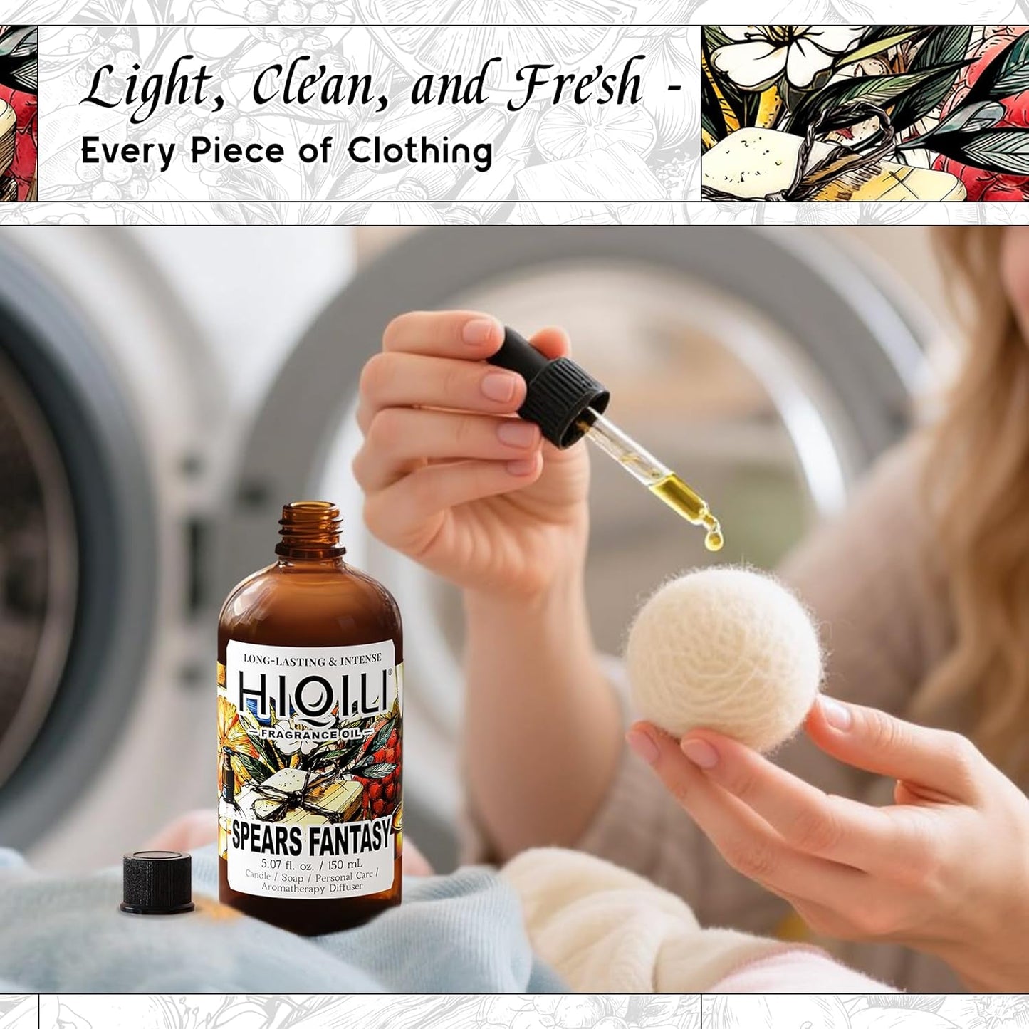 HIQILI Spears Fantasy Fragrance Oil for Home Diffuser, White Chocolate‌ & Cupcake‌ Scents, DIY Soap, Candle, Perfume Making, Long Lasting - 5.07 Fl Oz