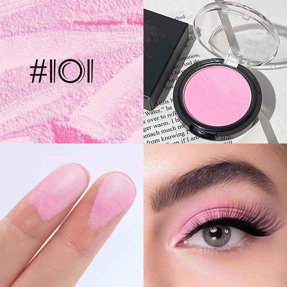 Monochrome Matte Eye Shadow Palette,Peach Pink Neutral Nude Matte Pressed Powder Single Eyeshadow,Natural Long Lasting Naturing-Looking Eyeshadow,Talc,Paraben Vegan & Cruelty Free