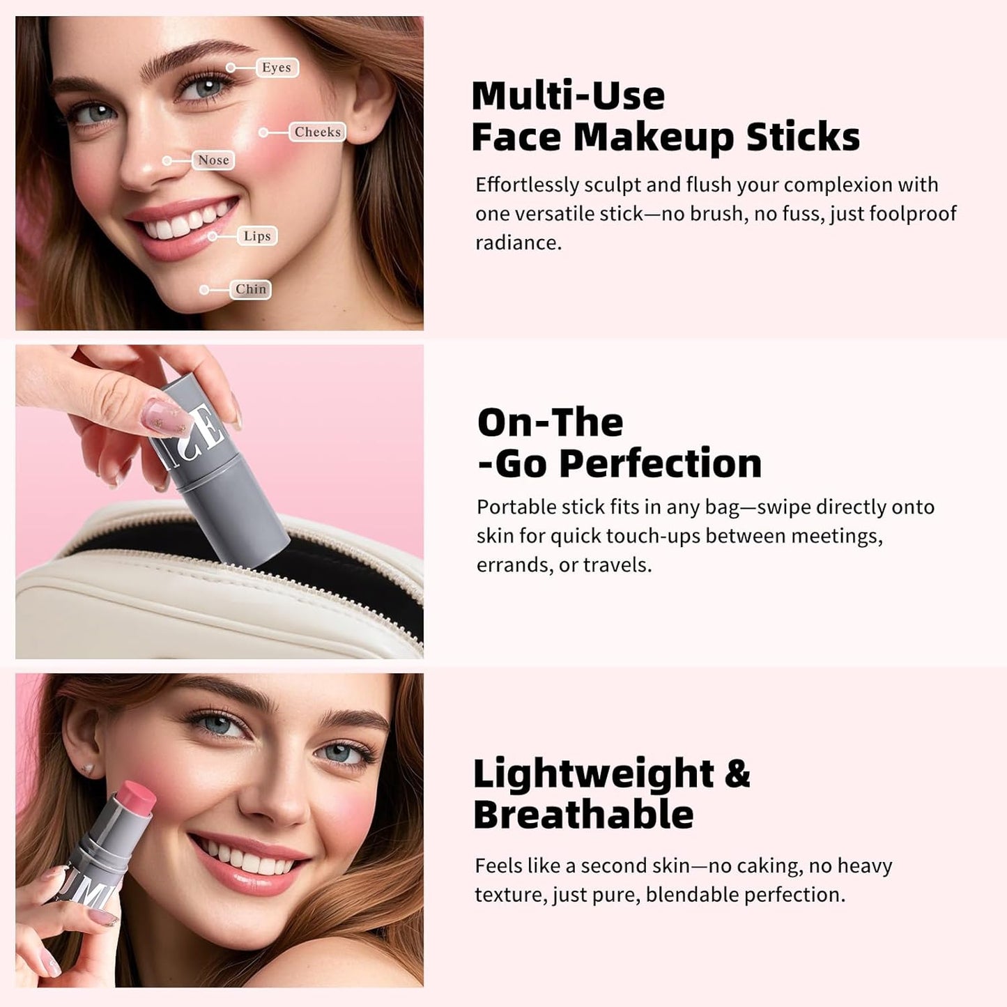 KIMUSE Cream Contour Stick Duo, Cream Blush Stick, Bronzer Shaping Stick, Creamy, Highly Pigmented, Long Lasting, Vegan Face Make Up Sticks