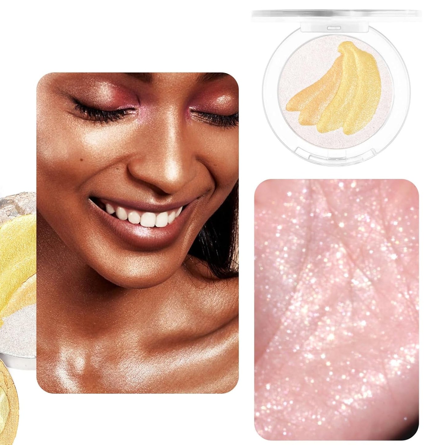 Highlighter Makeup Palette Face Highlighter Palette Glitter Highlighter Powder Palette Iluminadores de Maquillaje for Face Highlighters & Illuminator (Champagne)