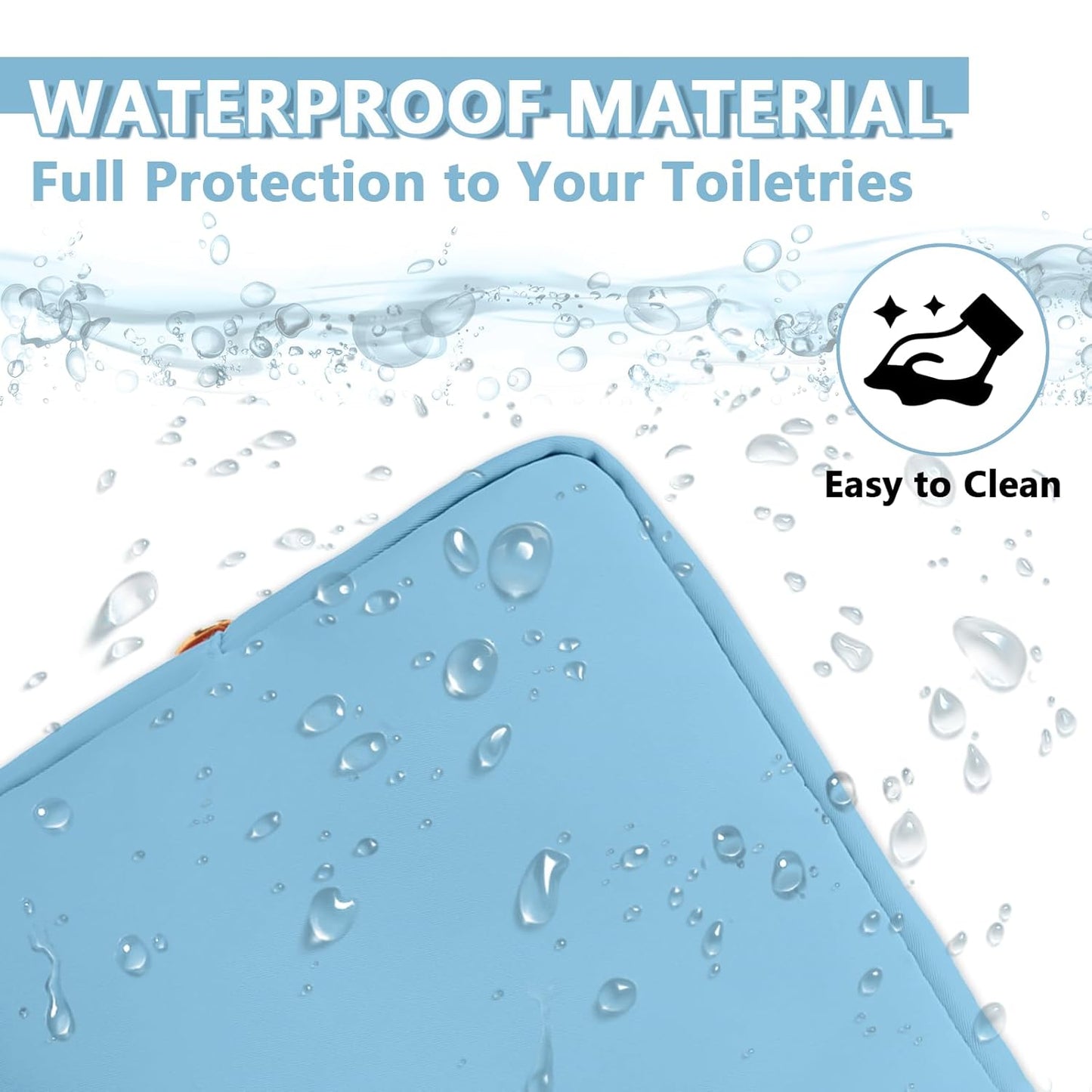 Large Makeup Bag Pouch,Nylon Women Travel Toiletry Storage Bag Preppy Cosmetic Bag for Girls,Big Makeup Organizer Bag Cute Zipper Pouch Skincare Bag for Sport Work Gift(Large-Periwinkle)