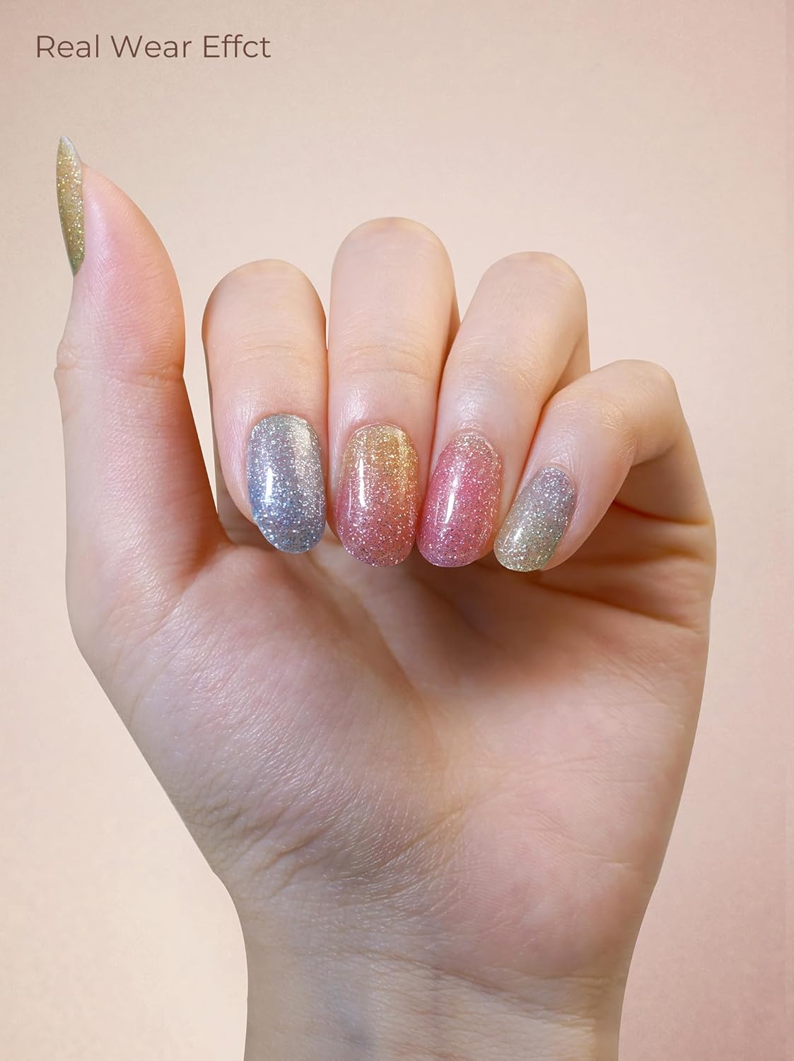 Pre Cured Gel Nail Strips - 44PCS Salon Quality Gel Nail Stickers - Long Lasting Polish Wraps for Women no UV Light Needed Easy Apply& Remove (Unicorn Magic Green)