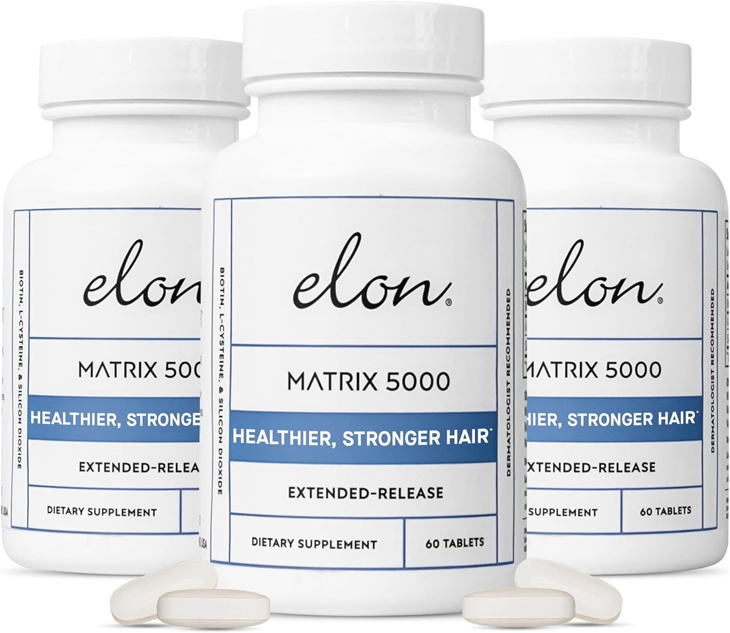 Elon Matrix 5000 - Biotin 5000mcg Vitamins for Hair Growth w/Extended Release - Promotes Healthy & Strong Hair - Pack of 3 (180 Day Supply)