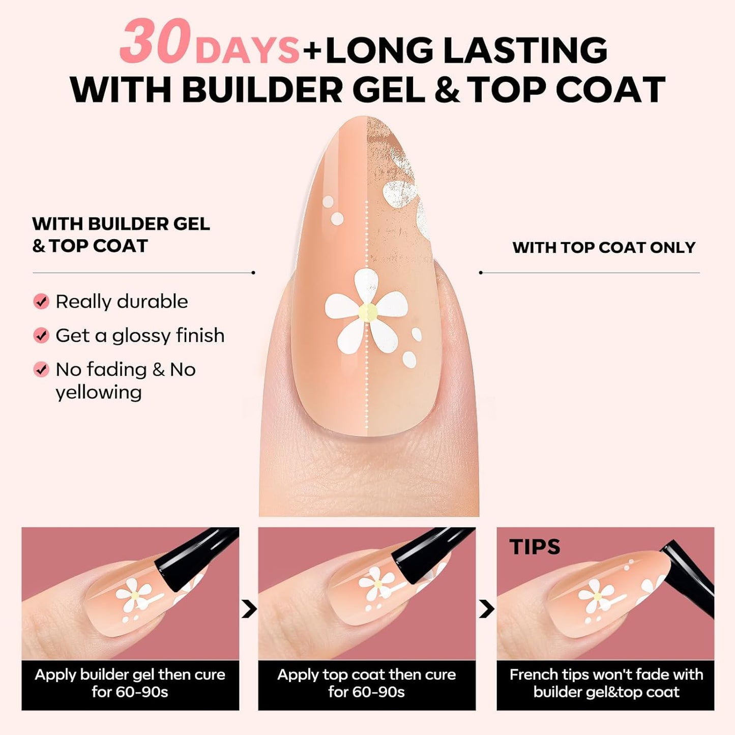 modelones Press on Nails, 150 Pcs French Tip Press on Nails, NailBoxie Brown Almond Shape Nail Tips, Natural Salon Finish Fake Nails, Ideal for Wedding, Party, Daily DIY Nail, 15 Sizes