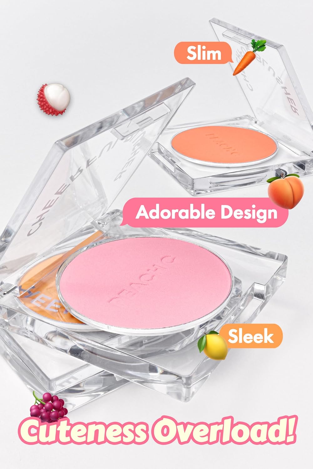 Cheerful Blusher | Pure Pink Blush for Cheeks Powder Makeup | Korean Makeup Creamy Blush Powder | Fine Pigmented Blush | Powder Compact Make Up Blush 0.14 Oz. (01 Lycheeful)