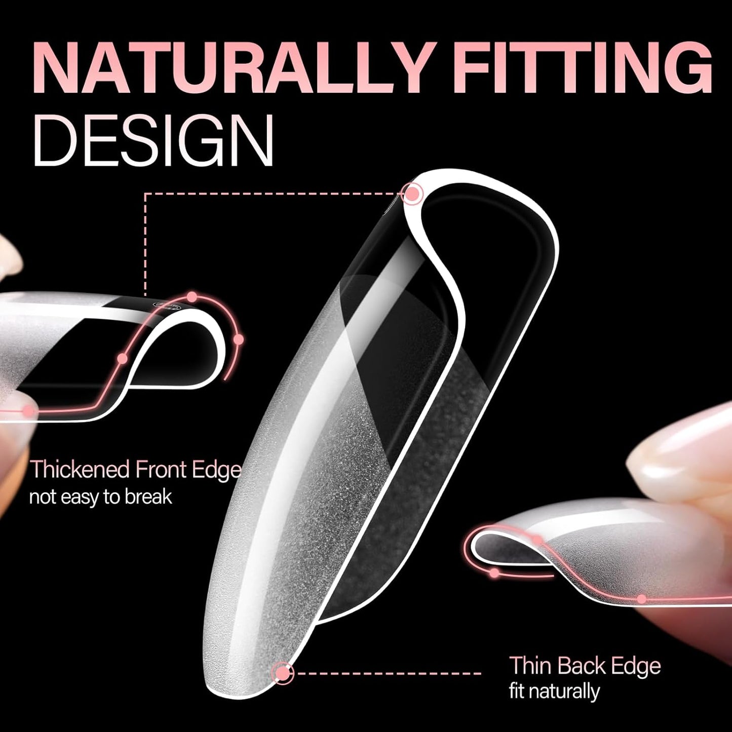 AILLSA Short Square Nail Tips, Fake Thickened Half Matte Nails Tips, Pre-shaped Press on False Nail Tip for Nail Salon 256PCS with Storage Box