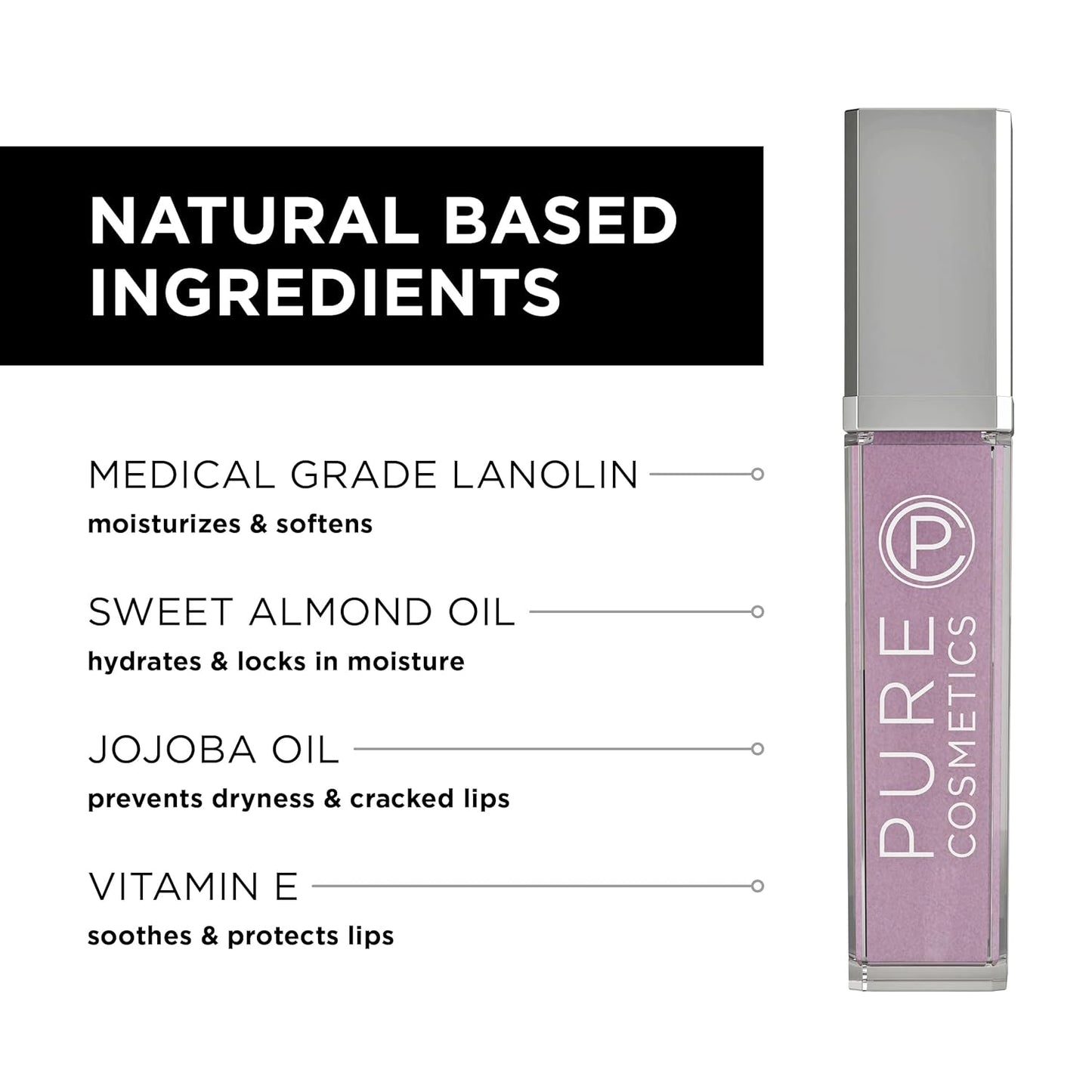 Pure Cosmetics Pure Illumination Lip Gloss - LED-lit Applicator w/Side Mirror - Non-Sticky, Moisturizing & Hydrating Lip Glosses - Soothes & Protects Dry Chapped Lips (Interstellar)