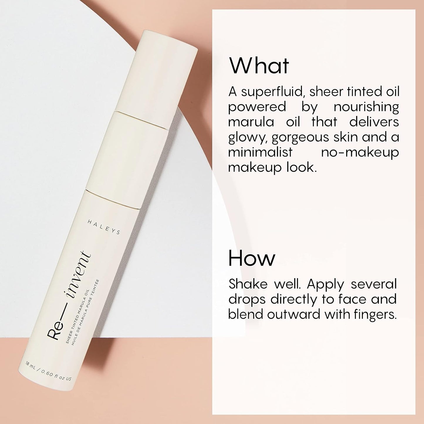 HALEYS Re-invent Sheer Tinted Marula Oil (Dark Neutral), Skin Tint, Tinted BB Moisturizer, Tinted Foundation, Face Oil, Hydrate Skin, Flexible Shades, Low to Med Coverage, For All Skin Types