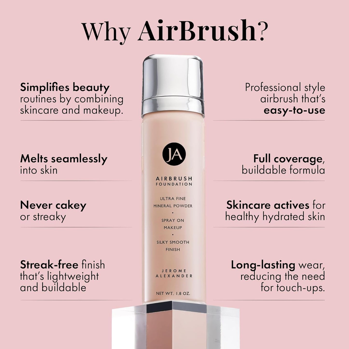 MagicMinerals AirBrush Foundation by Jerome Alexander – 2pc Set with Airbrush Foundation and Kabuki Brush - Spray Makeup with Anti-aging Ingredients for Smooth Radiant Skin - Dark Espresso