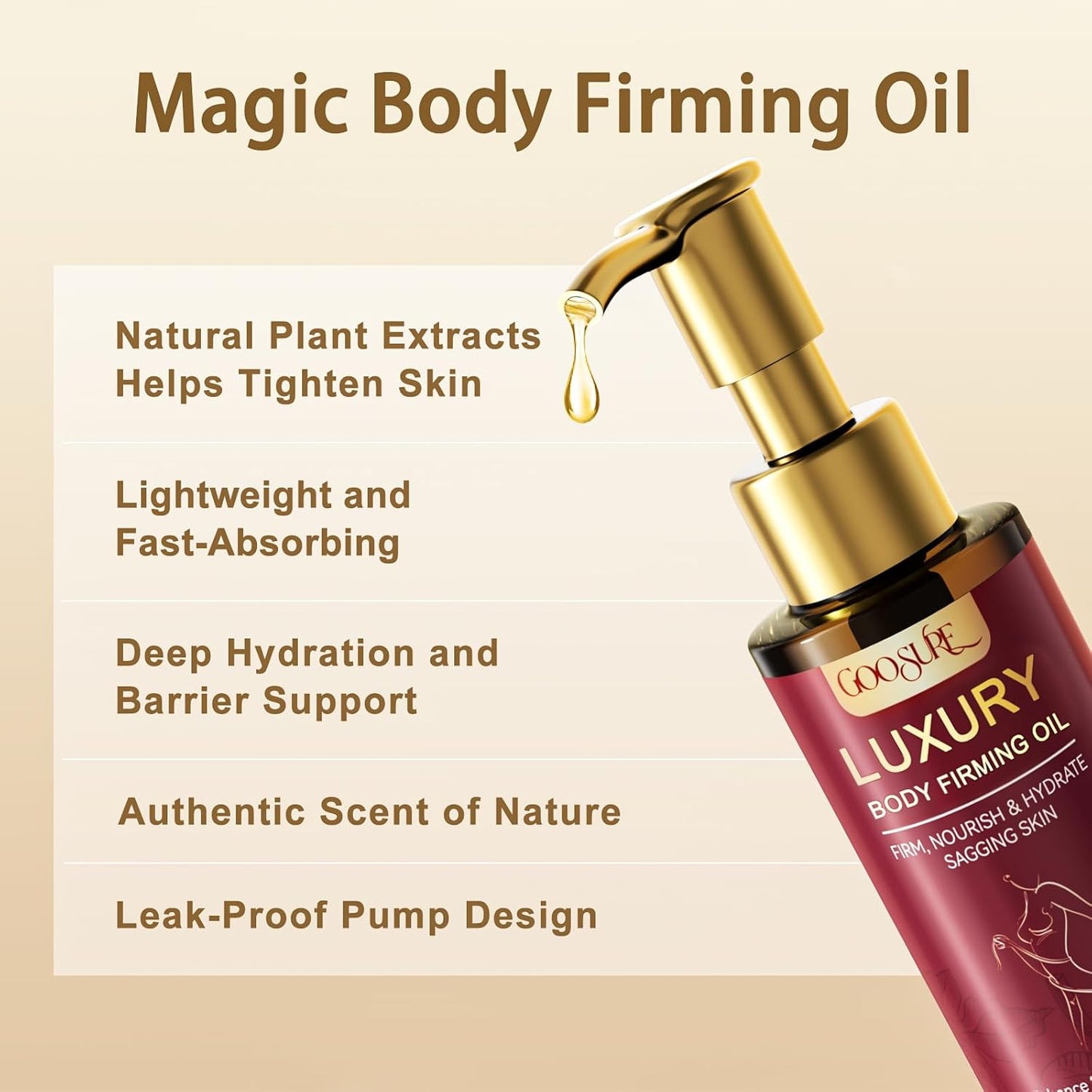 Body Firming Oil,Deep, Lasting Hydration, 4.06 FL OZ, Natural Botanicals Firming O il for Women, Fast-Absorbing with Cactus Extract & Camellia Oil, Vitamin E, Targets Abdomen/Thighs