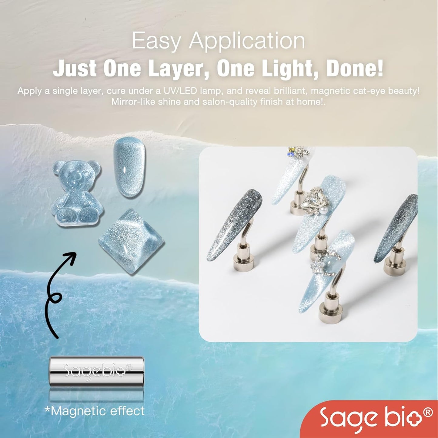 Multifunctional Cat Eye Gel Nail Polish, No Base or Top Coat Required, 15ml, Lasts Up to 4 Weeks, UV/LED Cured, Easy Application, R188