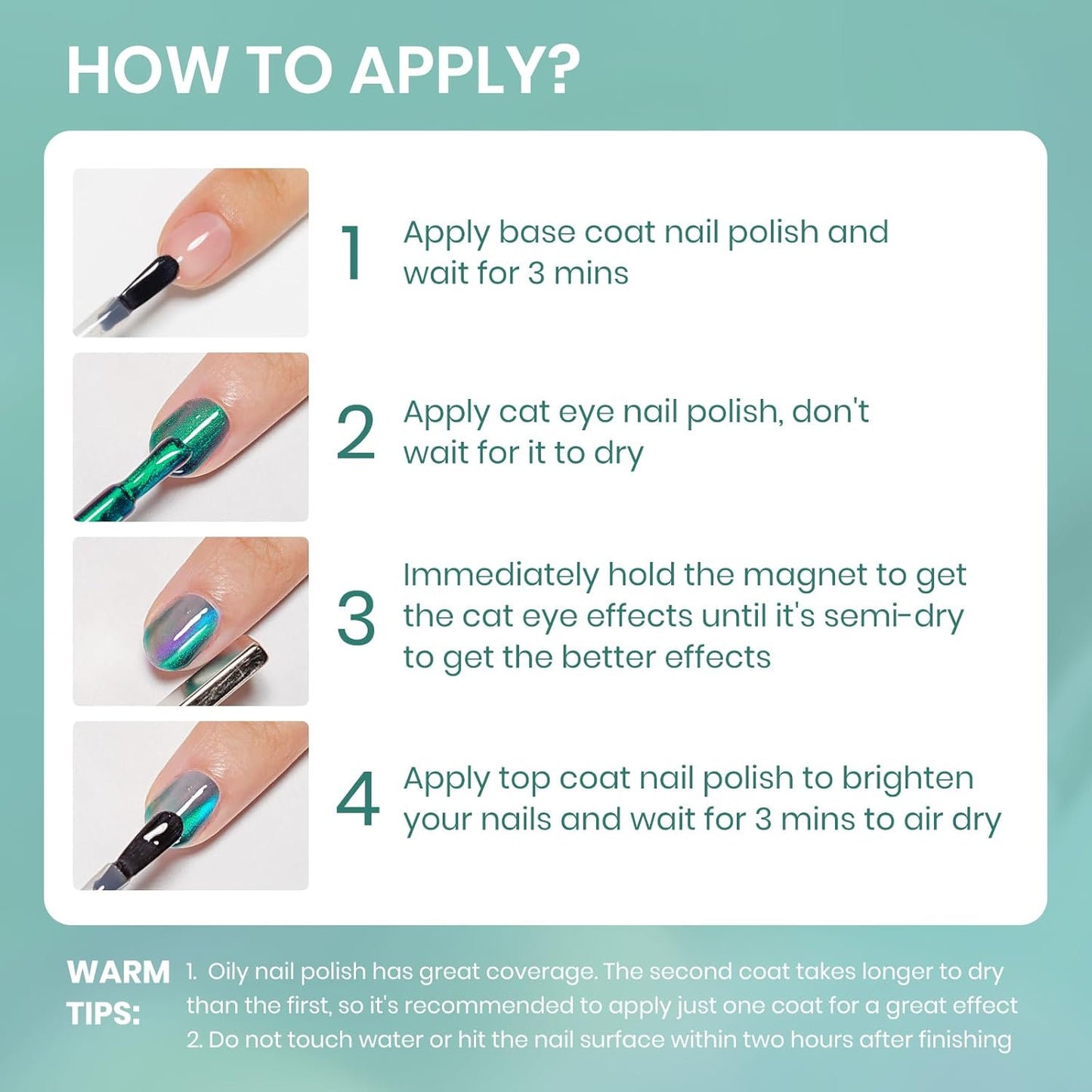 Green Magnetic Nail Polish, Cateye Nail Polish Non Gel Quick Dry Lacquer Manicure Gift For Women Girls 16ml/0.54 oz