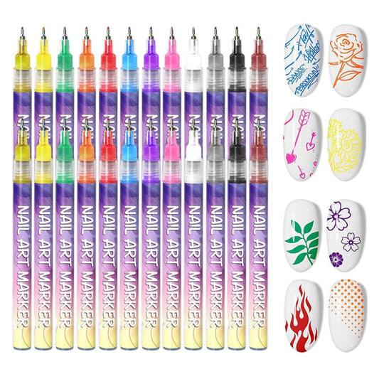 12 Colors Nail Art Pens Set, 3D Nail Art Markers Doodle Pen for Kids Adults, Nail Art Tools for Polishing Dotting Painting Liner DIY (2 set)