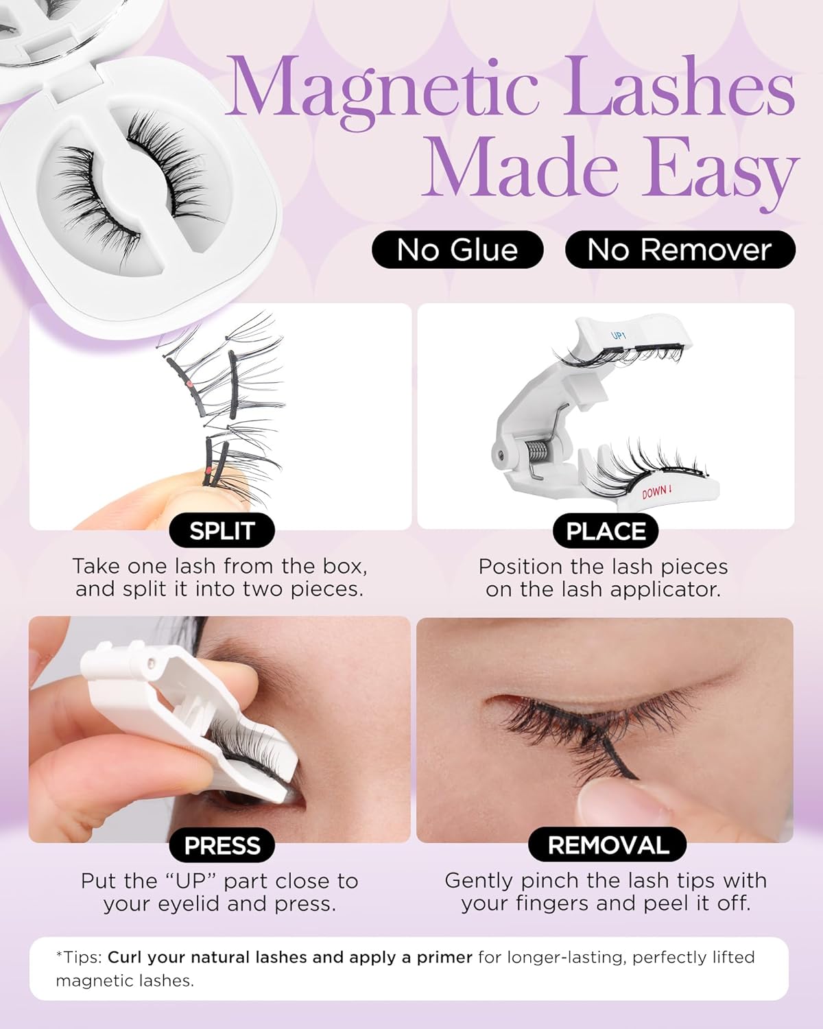 BEYELIAN Magnetic Eyelashes with Applicator Kit, Reusable Natural Look False Lashes, No Glue Needed Soft Magnetic Lashes for Eye Magnetic-101 (Lightweight & Comfortable)