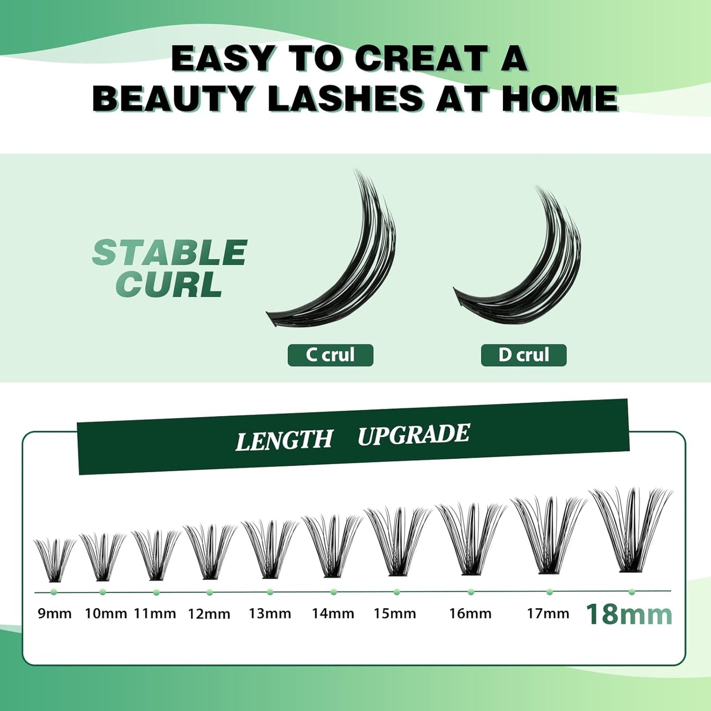 Lash Clusters 300pcs Individual Lashes 40D 0.07D Curl 10mm DIY Eyelash Extension KEYYOU Large Tray Volume Soft&Natural Cluster Lashes(40D-0.07D,10）