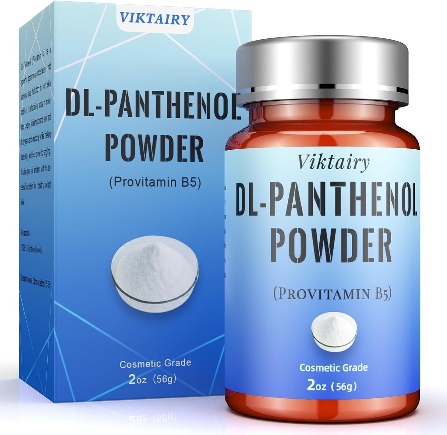 Pure DL-Panthenol Powder (2oz, 56g), Cosmetic Grade Provitamin B5 Powder for Hair Care, Skin Care, Nails Deep Mousturizer, Panthenol Cream, Hair Conditioner, Shampoo, Soap, Lotion