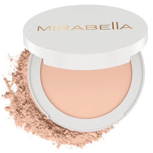 Mirabella Invincible Pure Pressed Powder Foundation - Buildable Mineral Makeup & Blurring Setting Powder for All Skin Types - HD Matte Finishing - Light L7