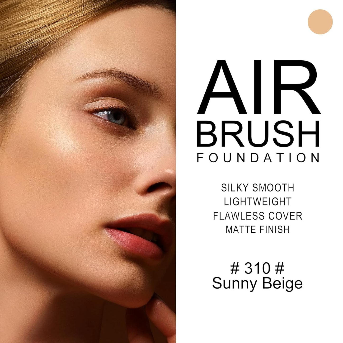 KYDA AirBrush Foundation Spray, Silky Foundation Mist Makeup, Flawless Coverage for Smooth Creamy Nude Finish, Breathable Blendable Lasting Formula, Moisturizing Makeup Primer-#310 Sunny Beige