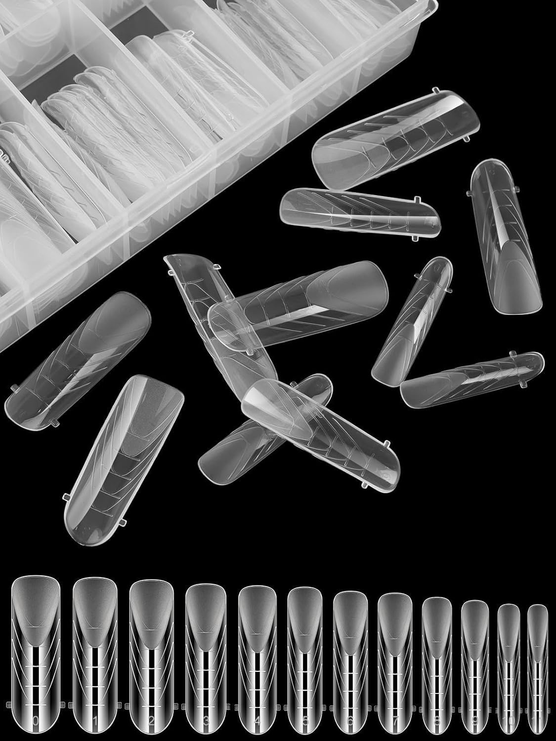 TOROKOM Poly Extension Gel Dual Nail Forms Nail Forms, 120Pcs Full Cover Coffin Nail Molds 12 Sizes for Gel Manicure Nail Art Design Salon&DIY