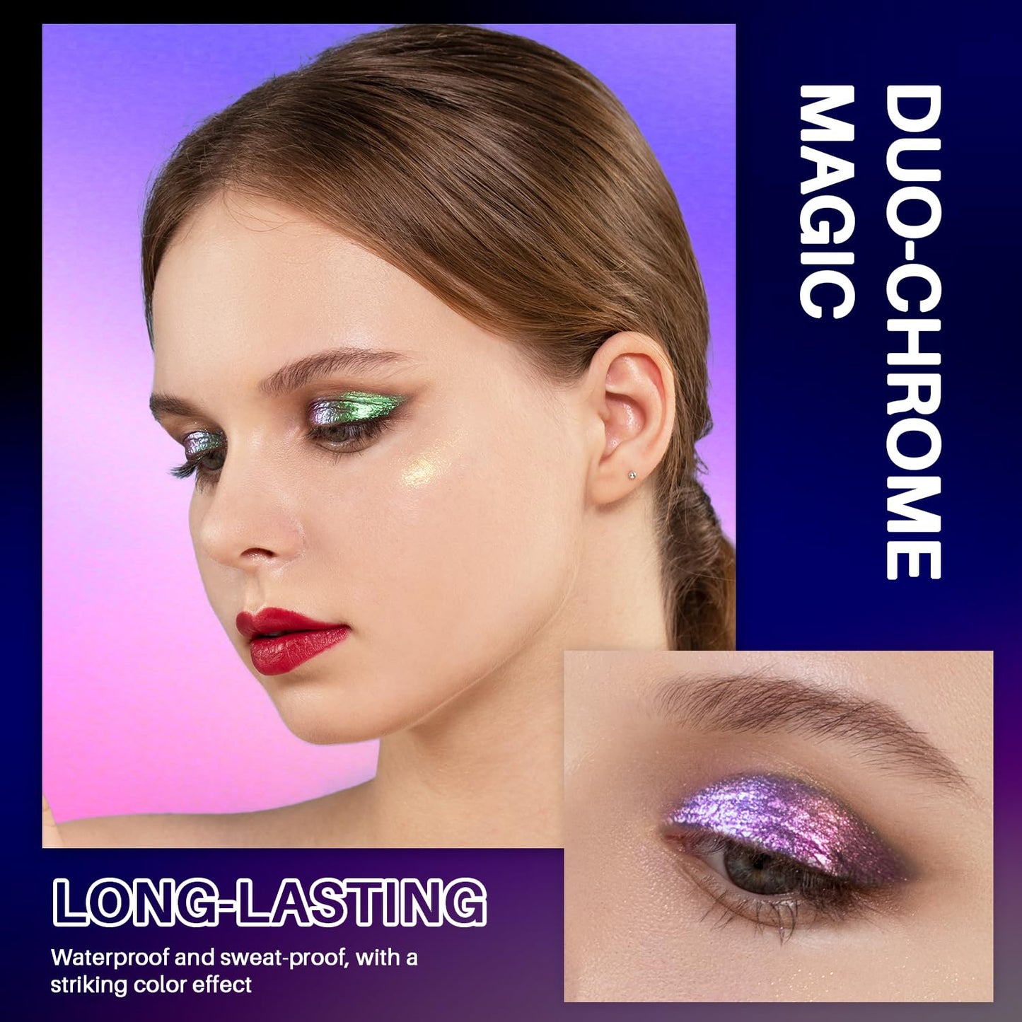 CHARMACY Liquid Duochrome Eyeshadow, Multi-Dimensional Eye Looks, Long Lasting Glitter Eye Shadow Sets Metallic Pigments, Quick Drying, Sparkling Shiny Eye Makeup for Beginners, 1.6g (#11)