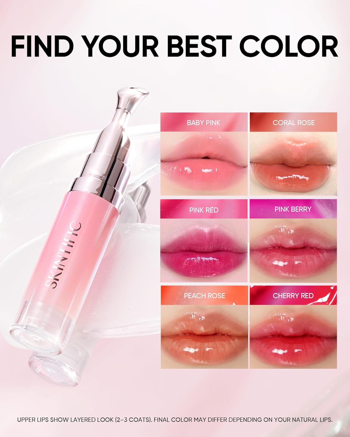 Hydrating Brightening Lip Serum, Nourishing Hydration Tinted Lip Stain, Plumping Lip Gloss with Polypeptide Squalane (03 Cherry Red)