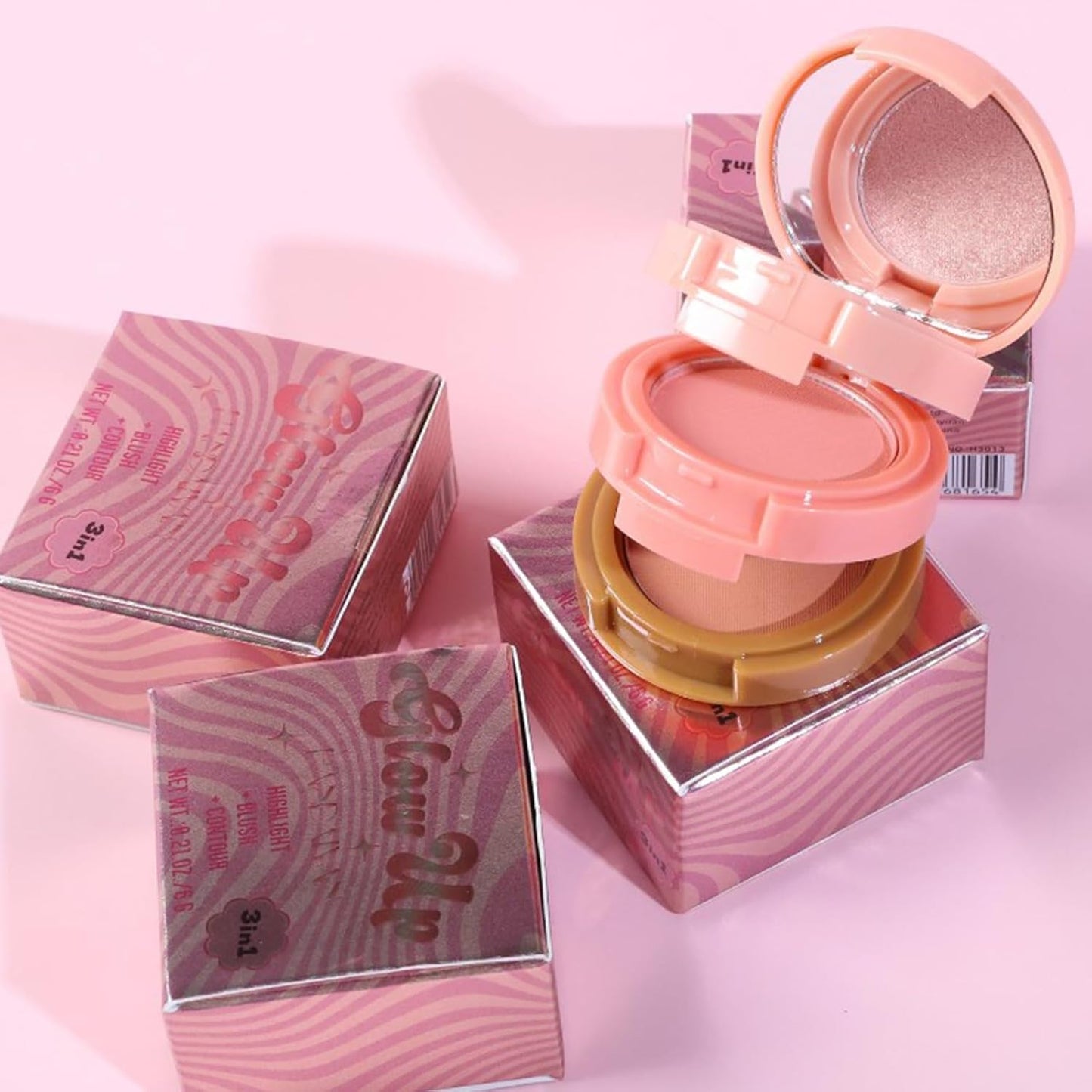 Makeup Eyeshadow Palettes, 3-in-1 Protable Multifunction Blush Highlighter Contour Palettes with 3 Trend Colors for Daily Natural Luster Makeup, Waterproof Long Lasting - 2 Pack #2