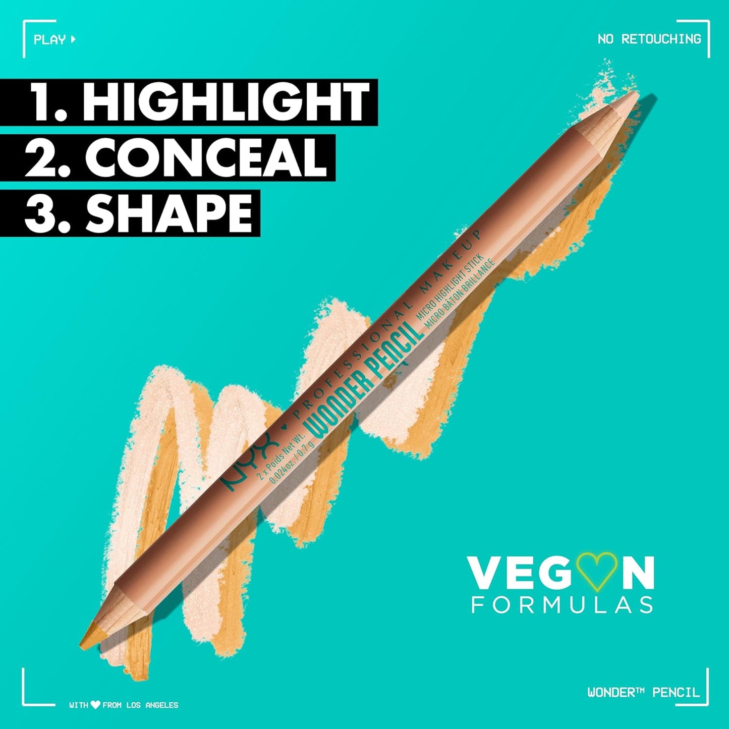 NYX PROFESSIONAL MAKEUP Wonder Pencil, Multi-Use Micro Highlighter & Concealer Stick - Deep